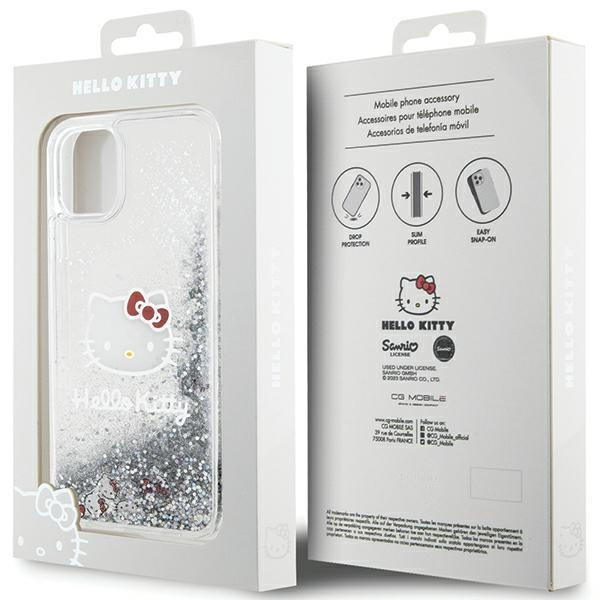 Hello Kitty Liquid Glitter Charms Kitty Head Case for iPhone 11 / Xr - Silver