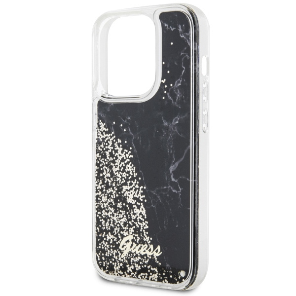 Guess GUHCP14LLCSGSGK iPhone 14 Pro 6.1"czarny/black hardcase Liquid Glitter Marble
