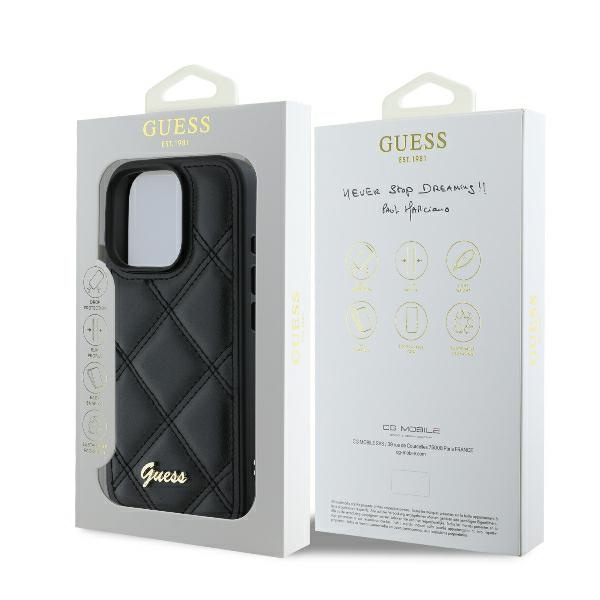 Guess GUHCP16LPSQSQSK iPhone 16 Pro6.3" czarny/black hardcase Quilted Metal Logo