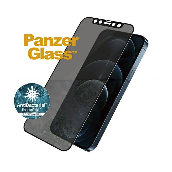 PanzerGlass E2E Super+ iPhone 12 Pro MaxCase Friendly AntiBacterial Microfracture Privacy czarny/black