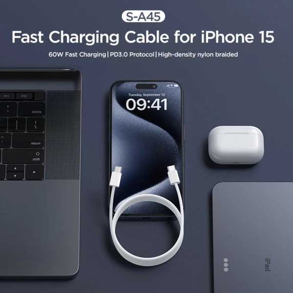 Kabel Joyroom Ben Series S-A45 USB-C / USB-C 60W 1 m - biały