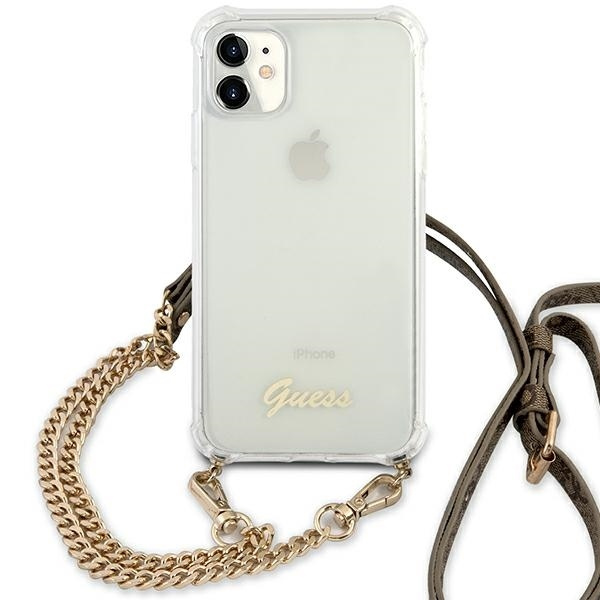 Guess GUHCN61KC4GSGO iPhone 11 6,1"/ Xr Transparent hardcase 4G Gold Chain