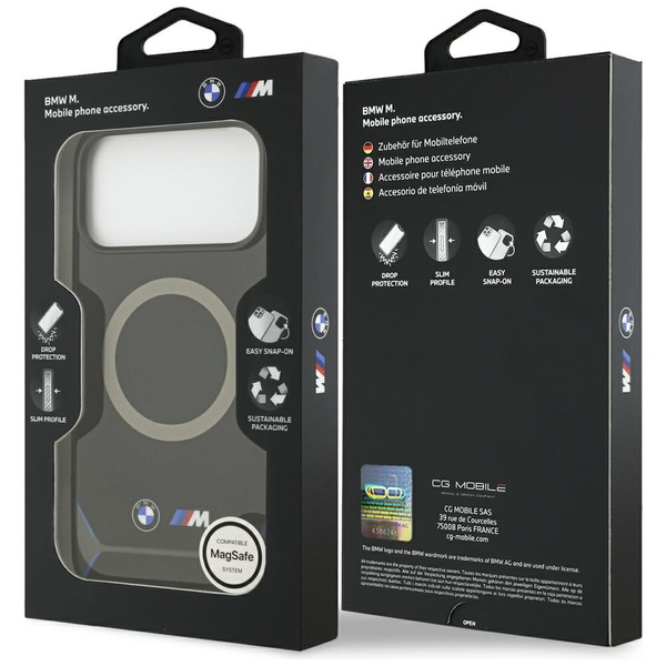 Etui BMW M IML Metal Buttons & Logo      MagSafe do iPhone 17 Pro Max niebieski