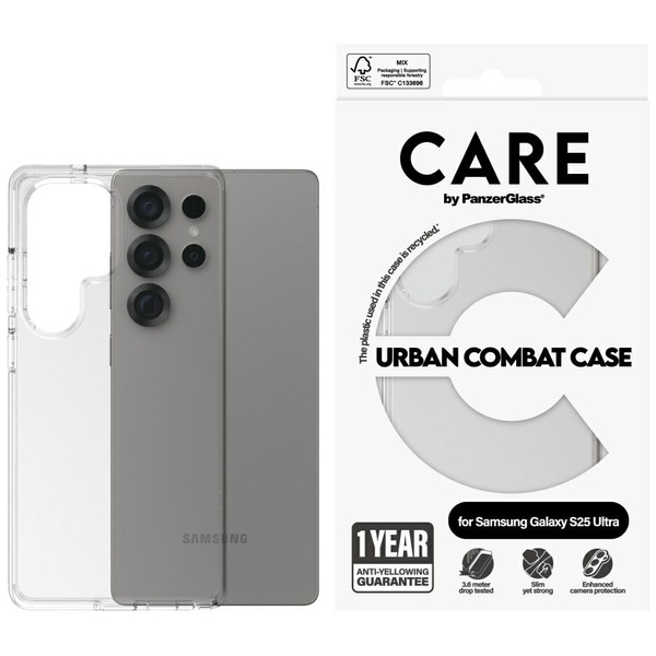 Etui CARE by PanzerGlass Flagship Urban   Combat do Samsung Galaxy S25 Ultra przezroczysty