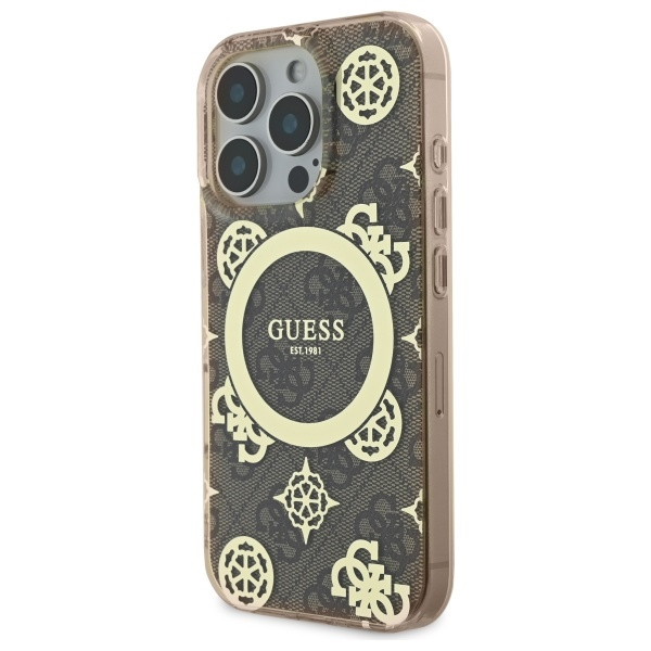 Guess GUHMP16LH4PYEEW iPhone 16 Pro6.3" brązowy/brown hardcase IML Peony On 4G Background MagSafe