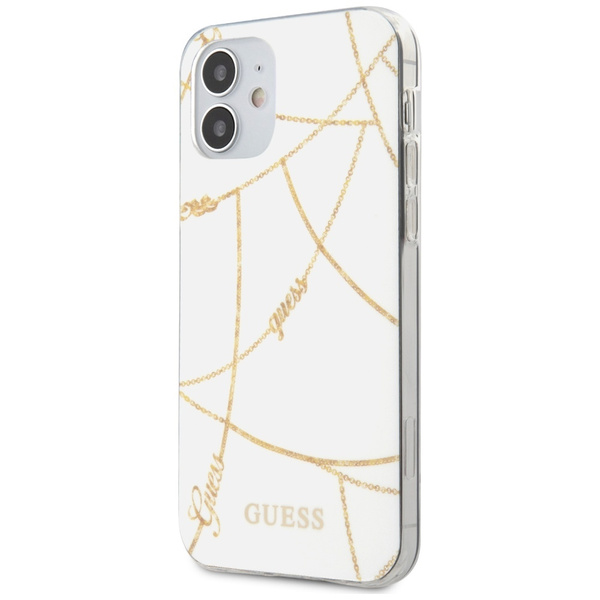 Guess GUHCP12SPCUCHWH iPhone12 mini 5,4" biały/white hardcase Gold Chain Collection