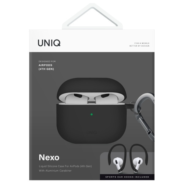 UNIQ etui Nexo AirPods 4 + Ear Hooks     Silicone czarny/black