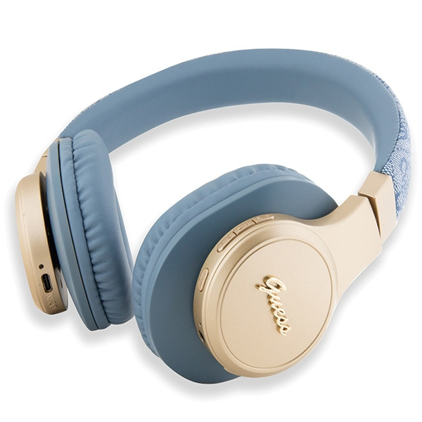 Guess słuchawki nauszne BluetoothGUBH604GEMB niebieski/blue 4G Script
