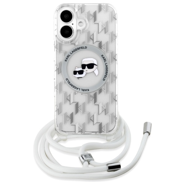 Karl Lagerfeld KLHMP16SHCKCKLCT iPhone    16 6.1" transparent hardcase IML Crossbody Monogram Karl & Choupette Head MagSafe