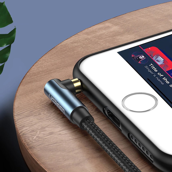 Ugreen kątowy kabel AUX 2 x mini jack 3,5 mm 1m niebieski (AV112)