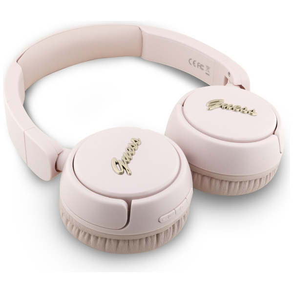 Słuchawki nauszne Guess Bluetooth 5.3    Metal Logo Script różowy