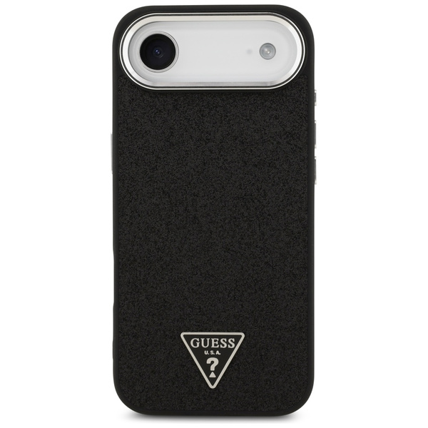 Etui Guess Glitter Triangle Logo MagSafe do iPhone Air czarny