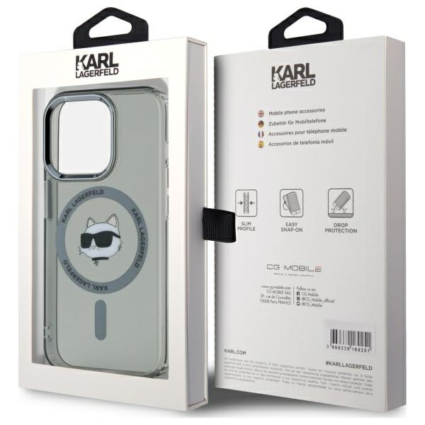 Karl Lagerfeld KLHMP15LHLSCHK iPhone 15   Pro 6.1" czarny/black hardcase IML Metal Choupette Head MagSafe