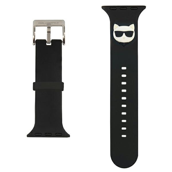 Karl Lagerfeld Pasek KLAWLSLCK Apple Watch 42/44/45/49mm czarny/black strap Silicone Choupette Heads