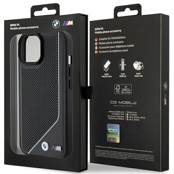 Etui BMW Perforated Twisted Line MagSafe na iPhone 15 / 14 / 13 - czarne