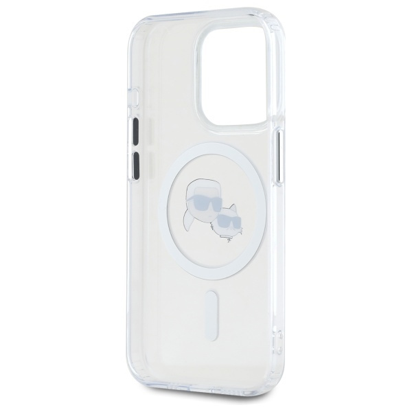 Karl Lagerfeld KLHMP15XHLSKCH iPhone 15   Pro Max 6.7" biały/white hardcase IML Metal Karl&Choupette Head MagSafe