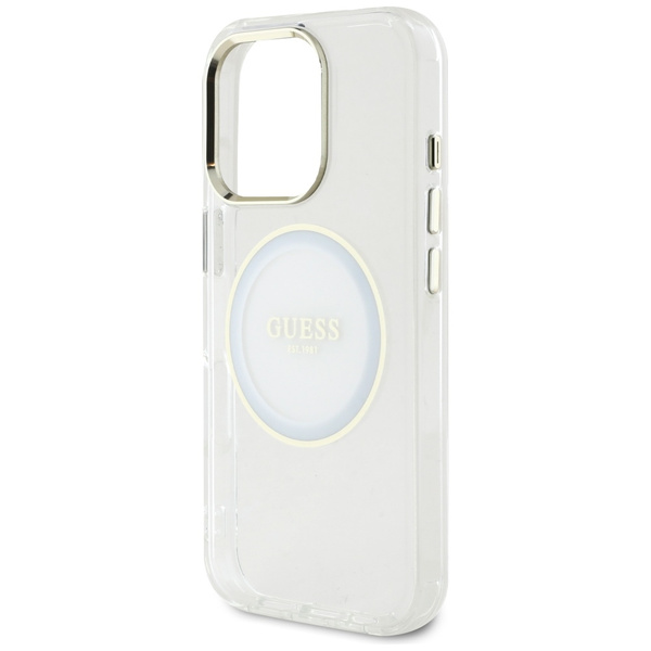Etui Guess IML Metal Colored Circle      Classic Logo MagSafe do iPhone 16 Pro biały