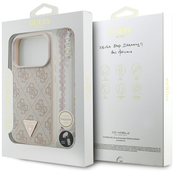 Etui Guess 4G Strap Triangle Logo        MagSafe do iPhone 17 Pro różowy