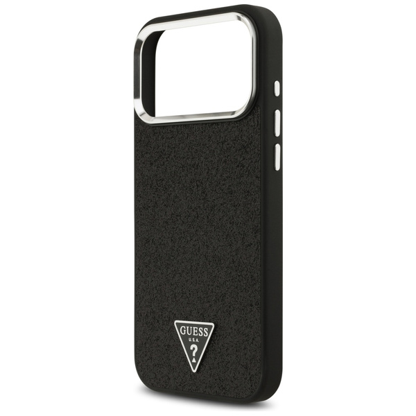 Etui Guess Glitter Triangle Logo MagSafe do iPhone 17 Pro Max czarny