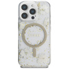 Etui Guess Resin Flowers Glitter MagSafe do iPhone 16 Pro  beżowy