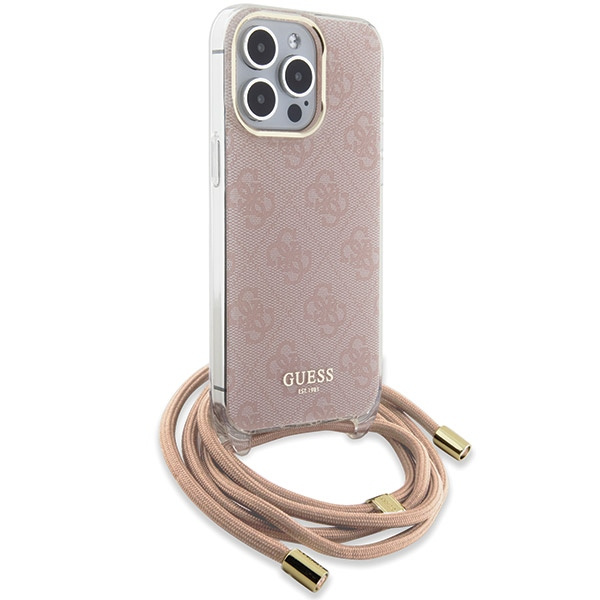 Guess GUHCP15XHC4SEP iPhone 15 Pro Max6.7" różowy/pink hardcase Crossbody Cord 4G Print