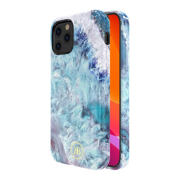 KINGXBAR AGATE SERIES CASE DECORATED PRINTED AGATE IPHONE 12 MINI BLUE