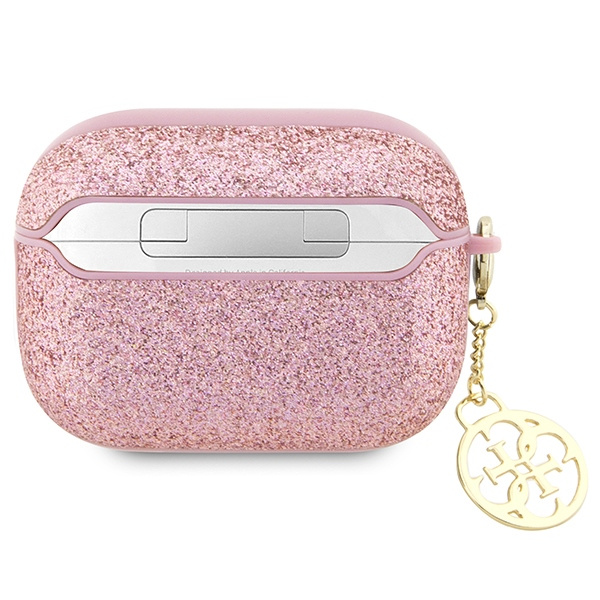 Guess GUAP2GLGSHP AirPods Pro 2(2022/2023) cover różowy/pink Glitter Flake 4G Charm