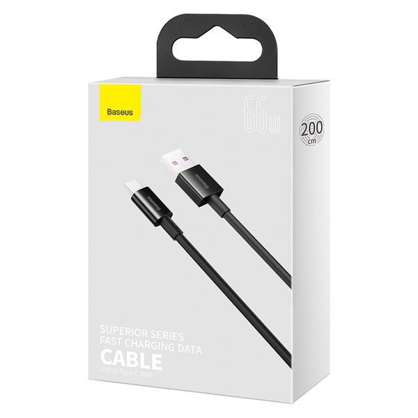 Baseus kabel Superior USB - USB-C 2,0m czarny 66W