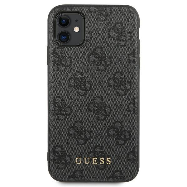 Guess GUHCN61G4GFGR iPhone 11 / Xr 6,1"szary/grey hard case 4G Metal Gold Logo