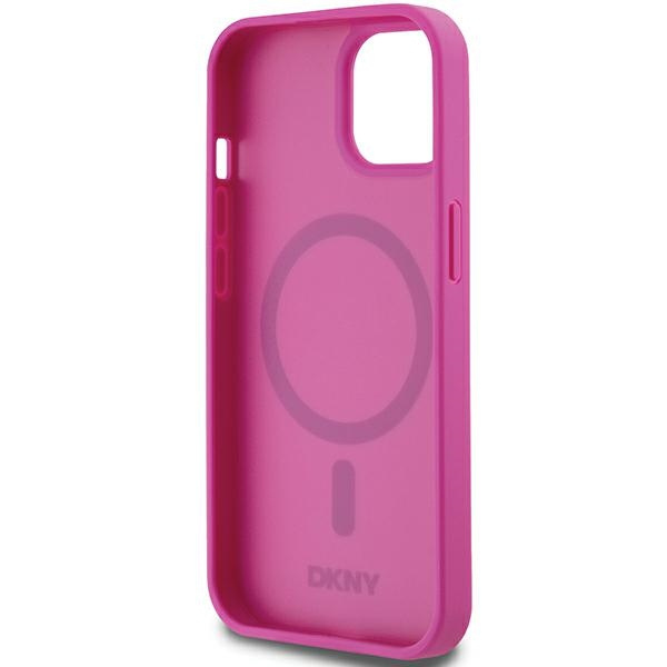 DKNY DKHMP15SPSHRPSP iPhone 15 / 14 / 136.1" różowy/pink hardcase Leather Pattern Metal Logo MagSafe