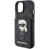 Etui Karl Lagerfeld Saffiano Cardslots and Stand Monogram Ikonik Patch do iPhone 15 - czarne