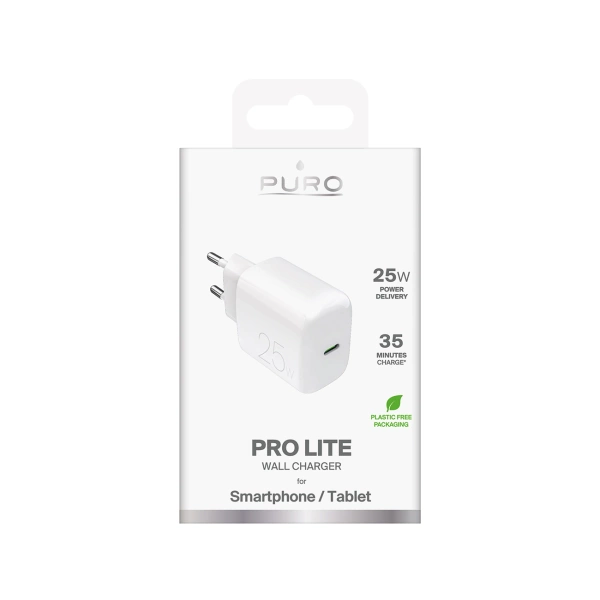 Puro Daily Prolite 25W USB-C Power Delivery Charger - White