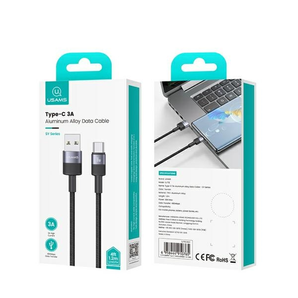 USAMS SET Kabel USB na USB-C 3A 1.2m Fast Charging stalowy/tarnish 30 szt. SJ718ZJ01 (US-SJ718)