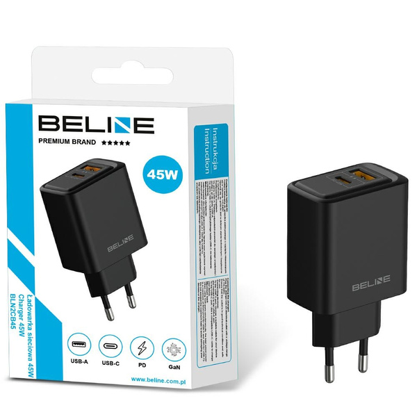 Ładowarka sieciowa Beline 45W            USB-A/USB-C BLN2CB45 czarny