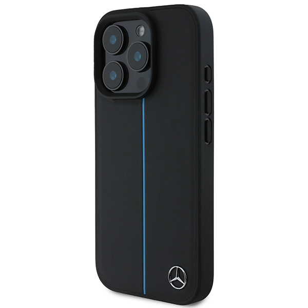 Mercedes MEHMP16L23RURBK iPhone 16 Pro  6.3" czarny/black hardcase MB Blue Line Leather MagSafe