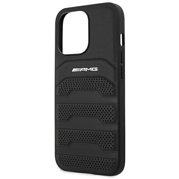 AMG AMHCP14LGSEBK iPhone 14 Pro 6.1 "black / black hardcase Leather Debossed Lines