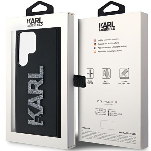 KARL LAGERFELD KLHCS24L3DMBKCK S24 ULTRA S928 CZARNY/BLACK HARDCASE 3D RUBBER GLITTER LOGO