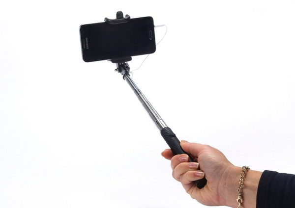 SELFIE STICK MONOPAD KIJEK UCHWYT Z KABLEM CZARNY