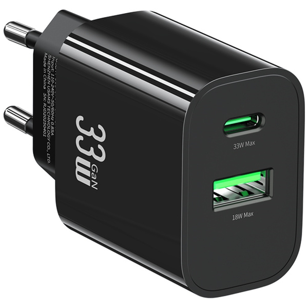 Ładowarka sieciowa USAMS CC317 T65 33W 1xUSB-C 1xUSB-A Fast Charging czarny