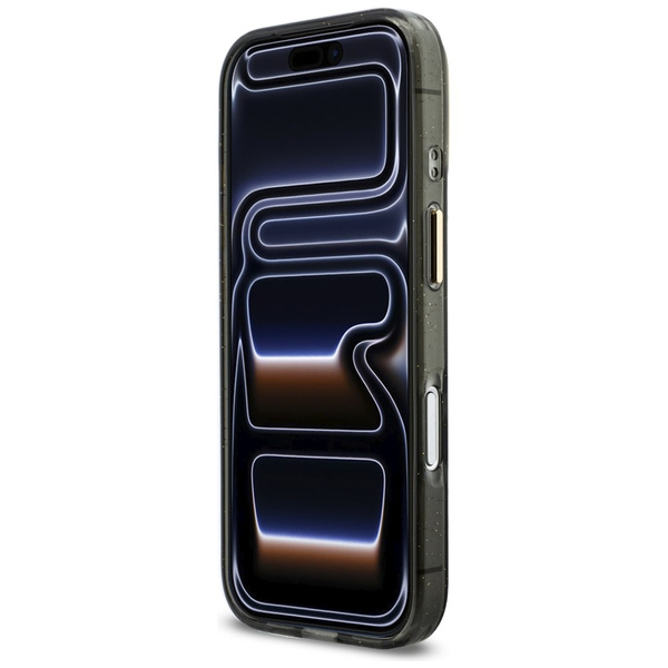 Etui Guess IML Glitters Script Strap     MagSafe do iPhone 17 Pro czarny