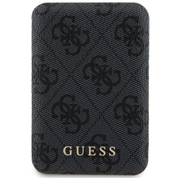 Guess Powerbank indukcyjny 15WGUPB5FP4EMGK 5000mAh czarny/black 4G Leather Metal Logo MagSafe