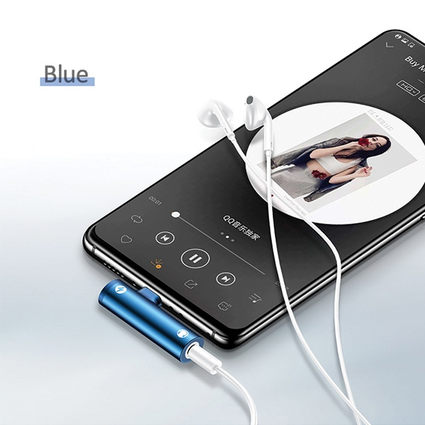 USAMS Adapter AU07 2w1 USB-C niebieski/blue USB-C + 3,5mm SJ277TC02 (US-SJ277)