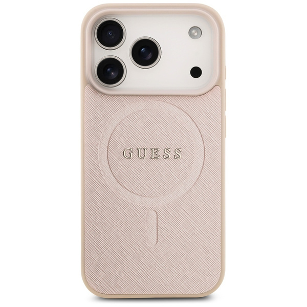 Etui Guess Saffiano Classic Logo MagSafe do iPhone 17 Pro różowy