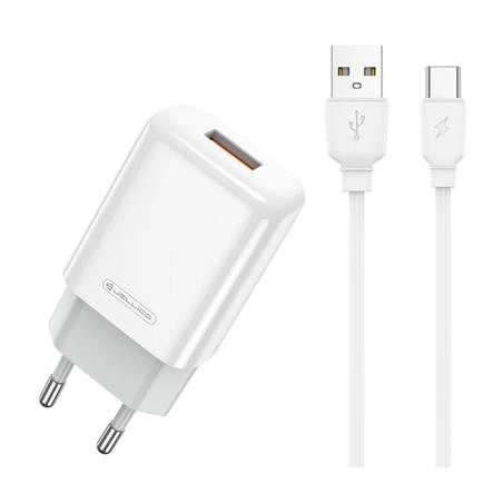 JELLICO ładowarka sieciowa EU01 2.4A 12W 1xUSB + kabel USB-C Biały