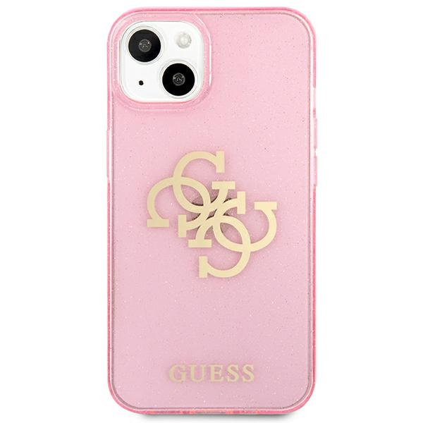 Guess GUHCP13SPCUGL4GPI iPhone 13 mini 5,4" różowy/pink hard case Glitter 4G Big Logo
