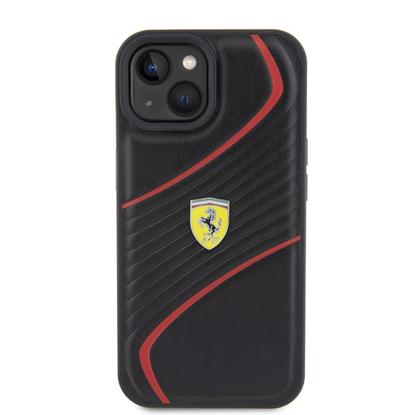 Etui Ferrari Twist Metal Logo do iPhone 15 - czarne