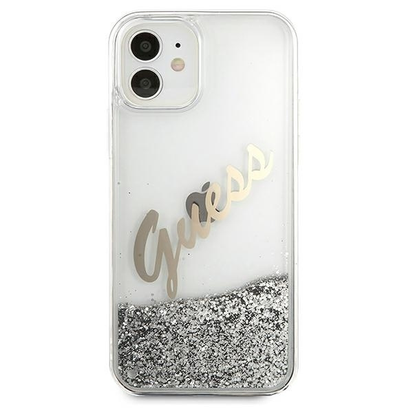 Guess GUHCP12SGLVSSI iPhone 12 mini5,4" srebrny/silver hardcase Glitter Vintage Script