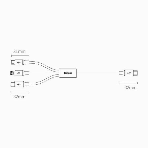 Baseus kabel 3w1 Rapid PD USB-C - micro USB + Lightning + USB-C 1,5m zielony 20W