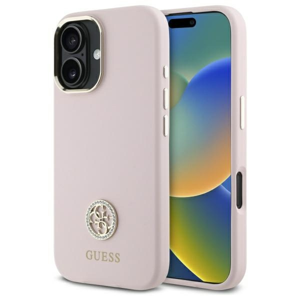 Guess GUHCP16SM4DGPP iPhone 16 6.1"      jasnoróżowy/pink hardcase Silicone Logo Strass 4G