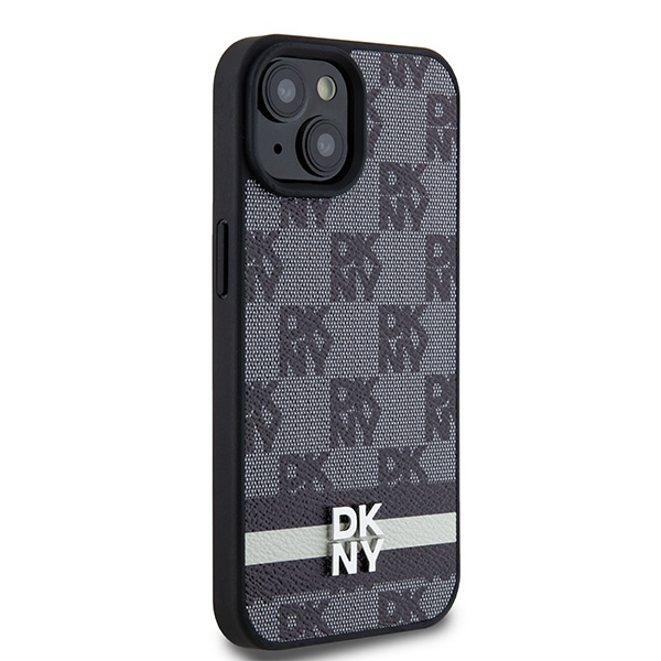 DKNY DKHCP15SPCPTSSK iPhone 15 / 14 / 136.1" czarny/black hardcase Leather Checkered Mono Pattern & Printed Stripes